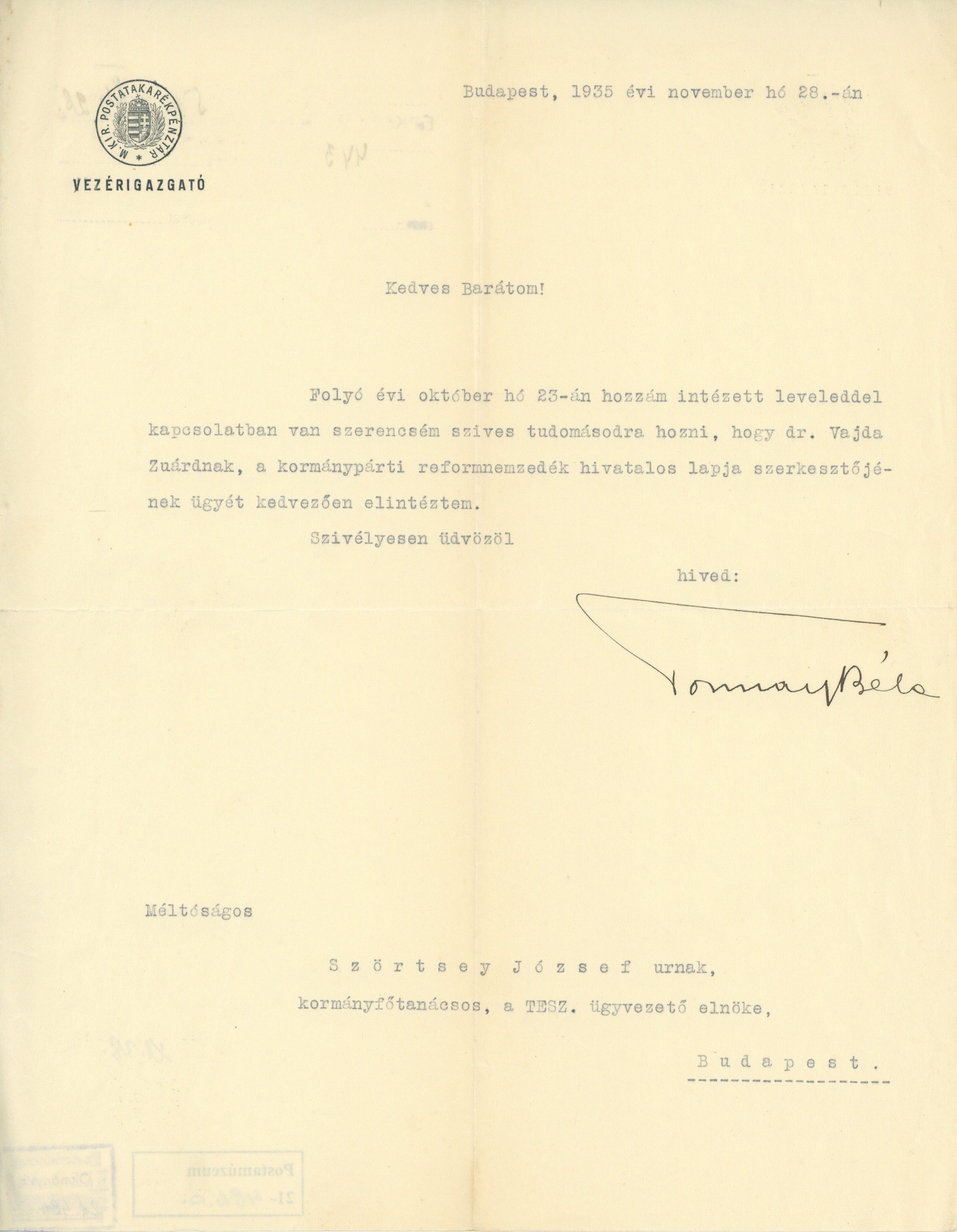 Hivatalos levél (Postamúzeum CC BY-NC-SA)