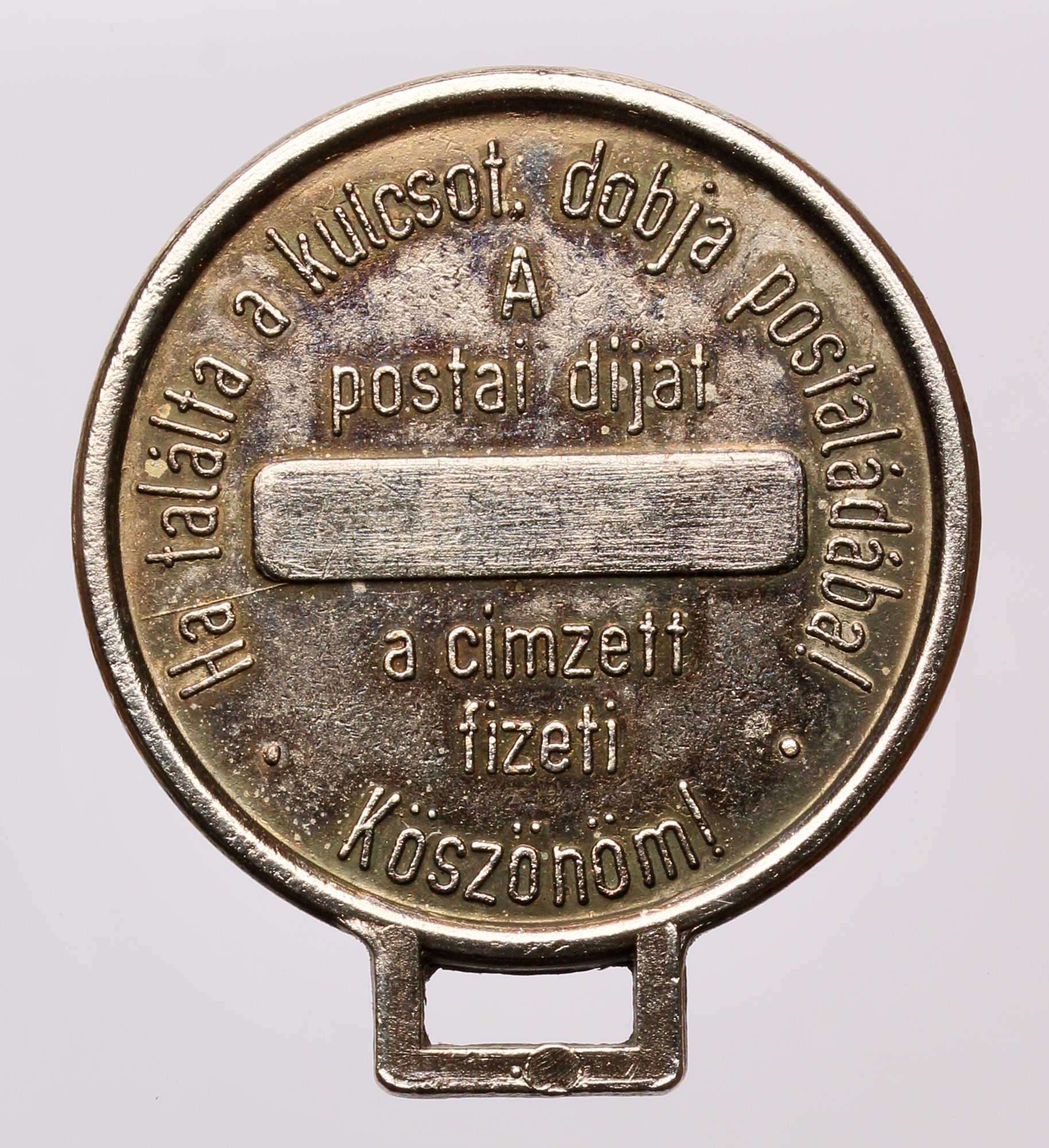 Kulcstartó - talált kulcscsomó beazonosítására (Postamúzeum CC BY-NC-SA)