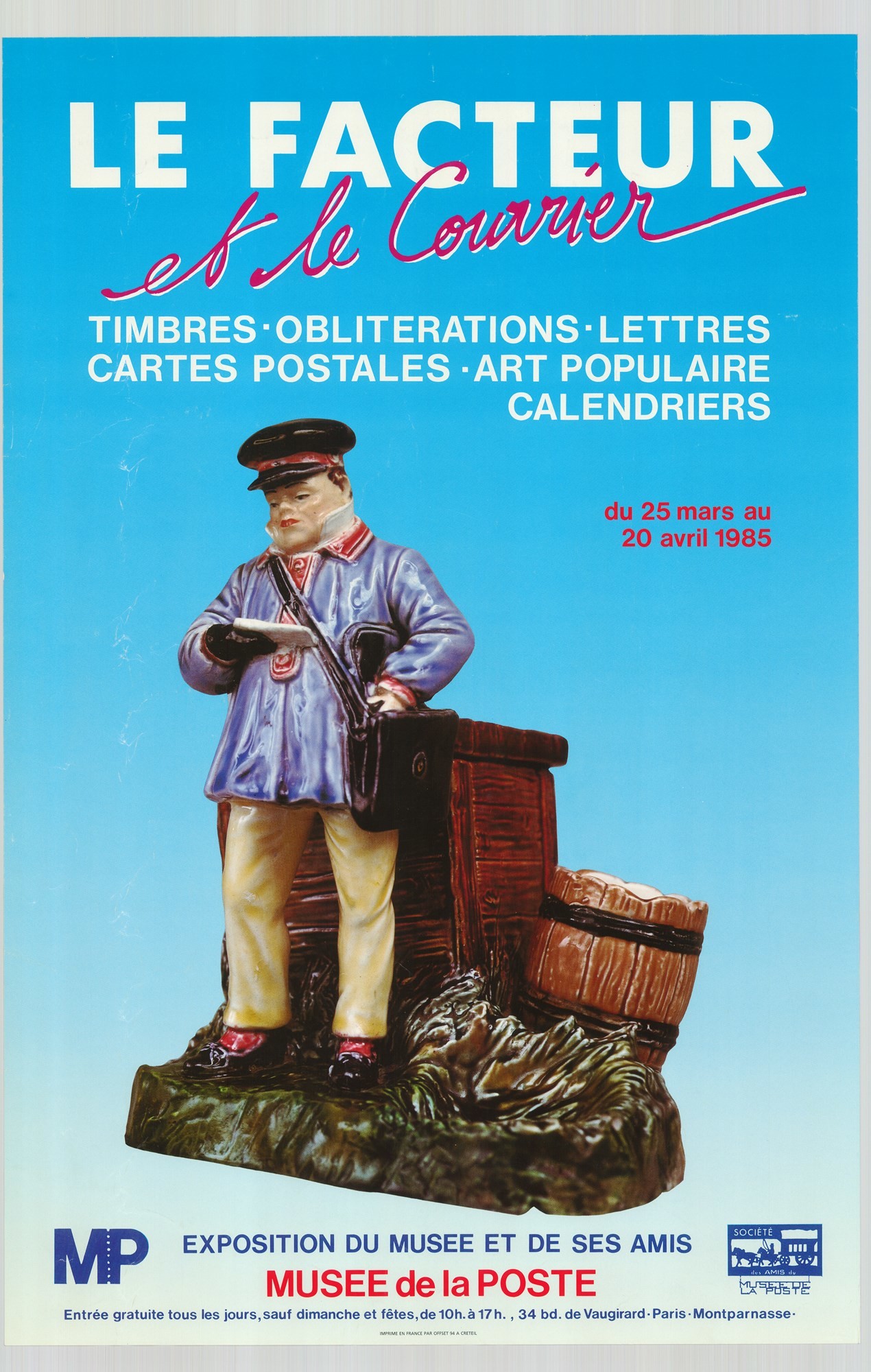 Kiállítási plakát - Francia postamúzeum, 1985 (Postamúzeum CC BY-NC-SA)