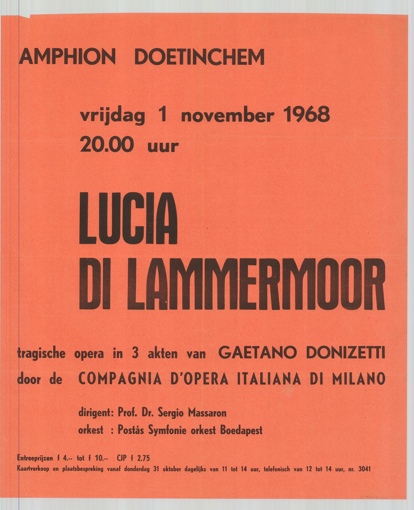 Holland nyelvű szöveges plakát - Postás Szimfonikus Zenekar, 1968 (Postamúzeum CC BY-NC-SA)