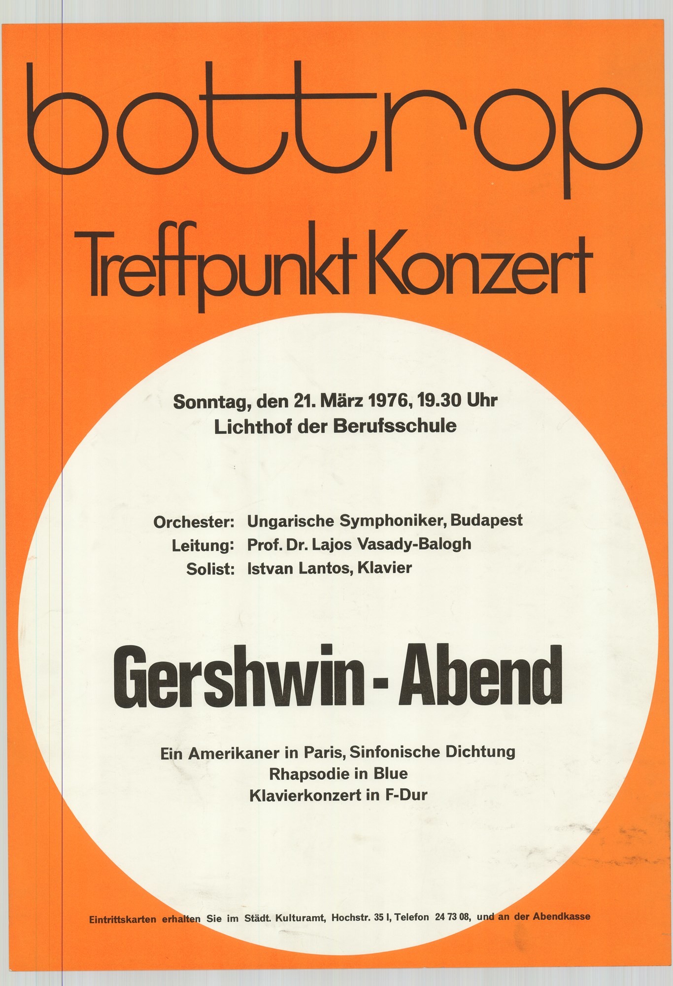 Német nyelvű szöveges plakát - Postás Szimfonikus Zenekar, 1976 (Postamúzeum CC BY-NC-SA)