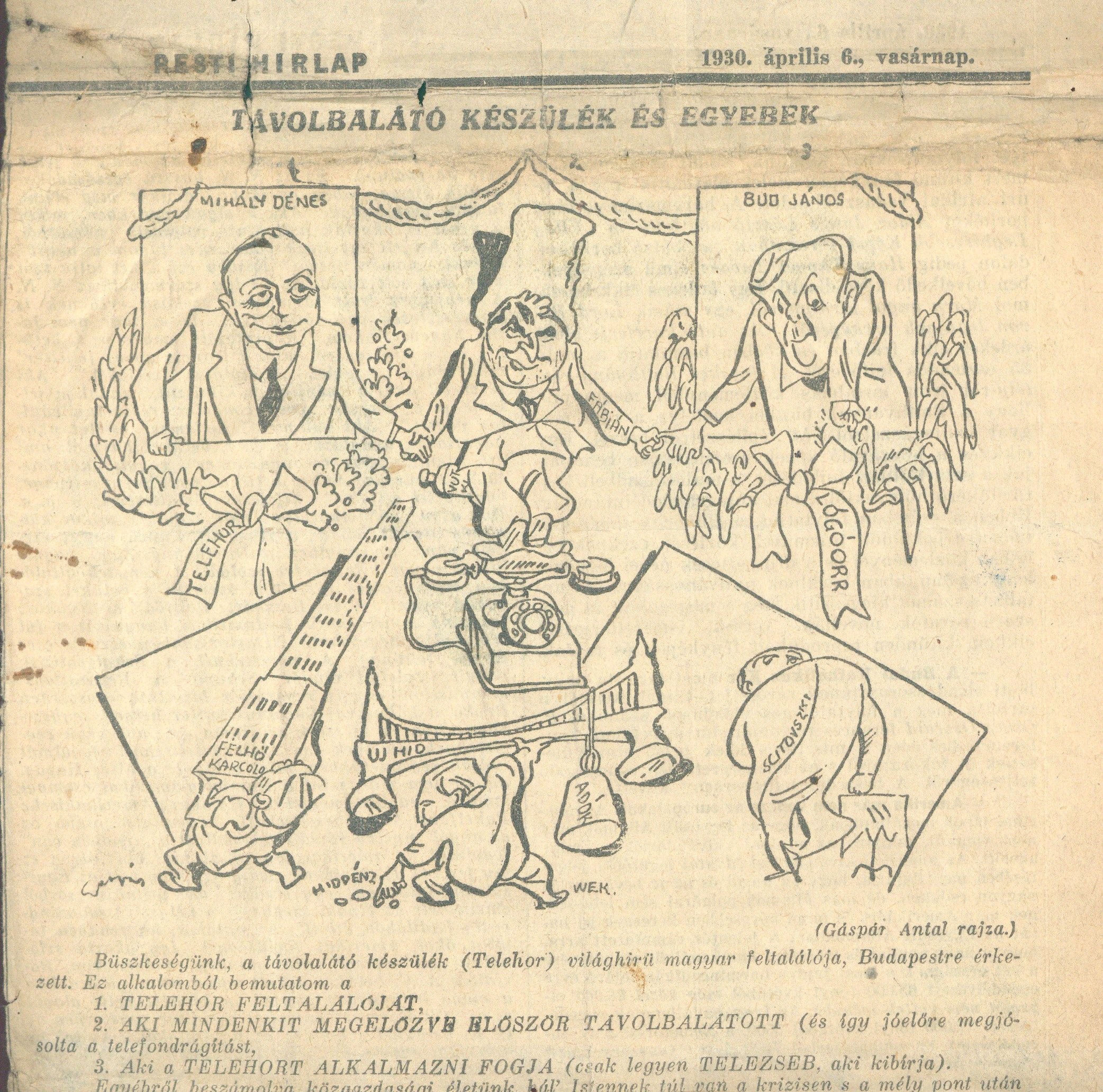 Kézirat függelék: Karikatúra újságban, szöveggel (Postamúzeum CC BY-NC-SA)