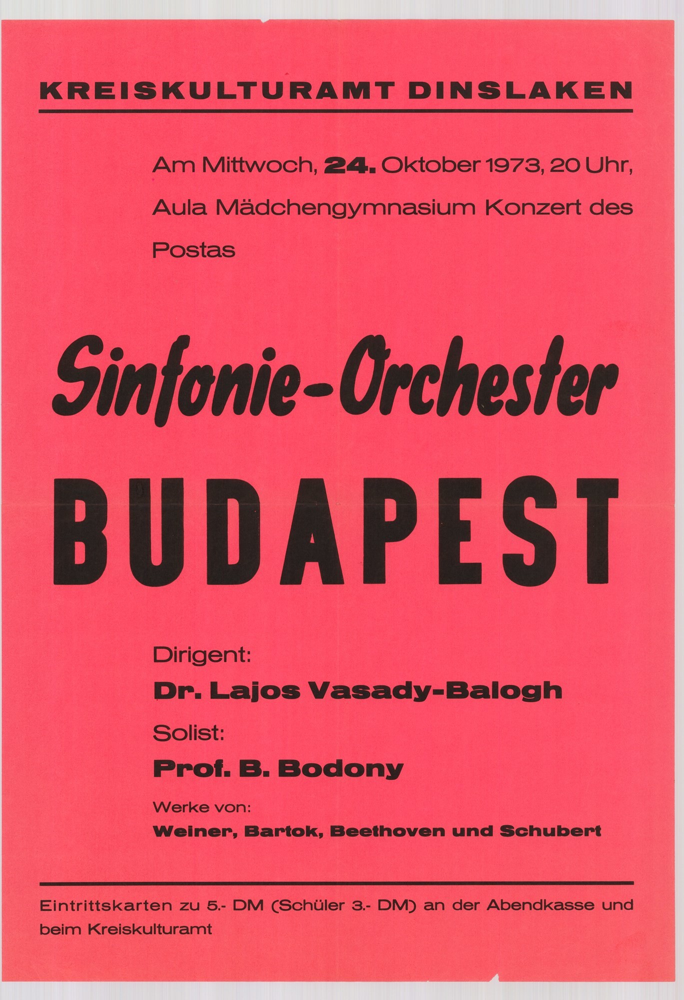 Plakát - Postás szinfonikus zenekar koncertje, 1973 (Postamúzeum CC BY-NC-SA)