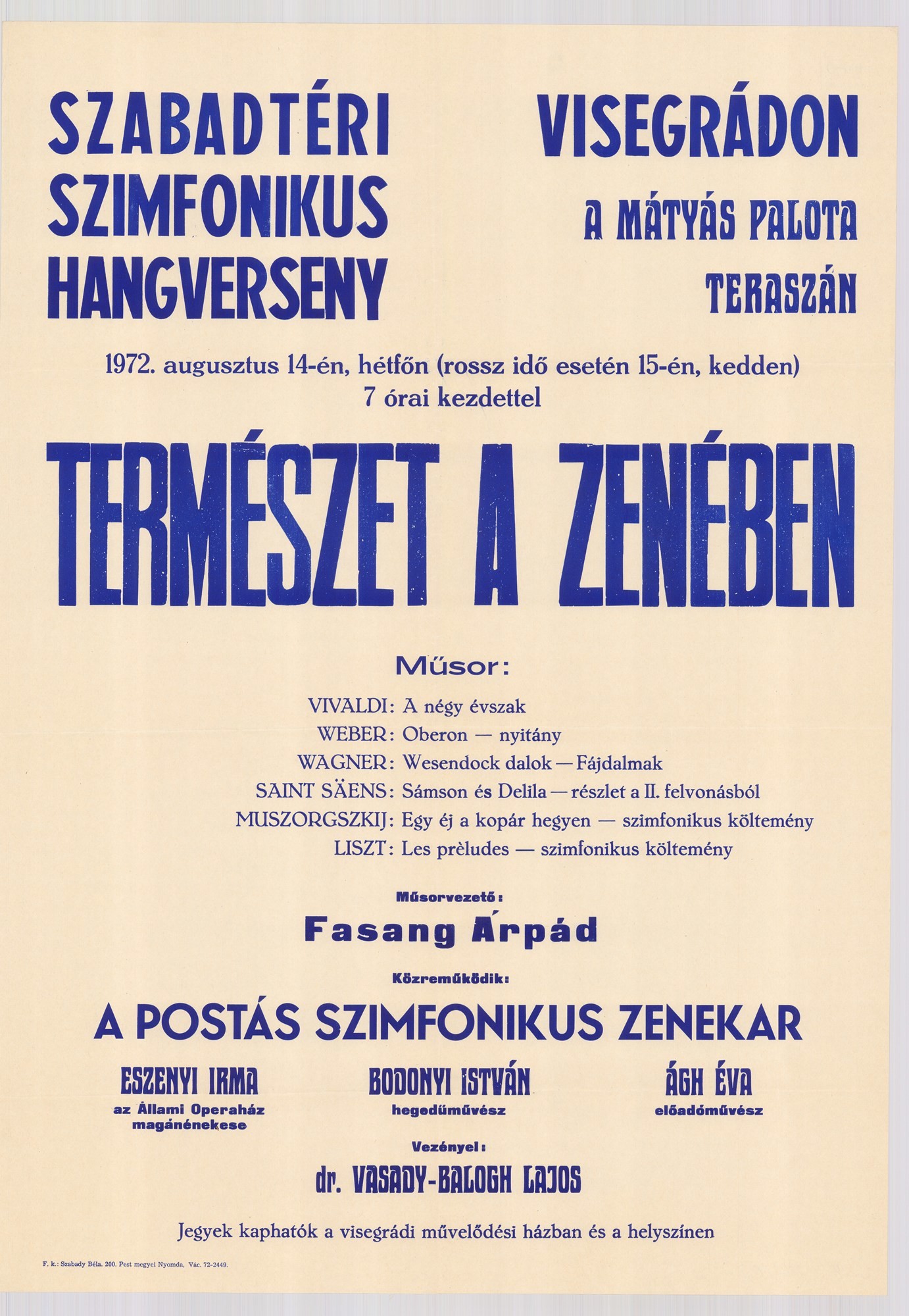 Plakát - Postás Szonfoniksu Zenekar hangversenye, 1972 (Postamúzeum CC BY-NC-SA)