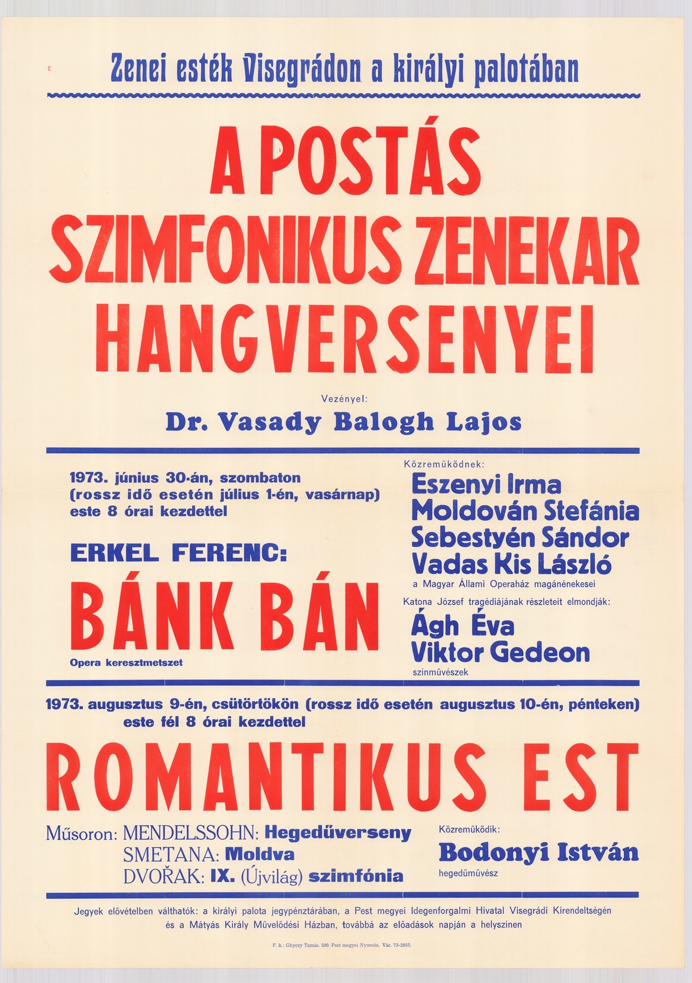 Plakát - Postás Szonfoniksu Zenekar hangversenye, Visegrád, 1973 (Postamúzeum CC BY-NC-SA)