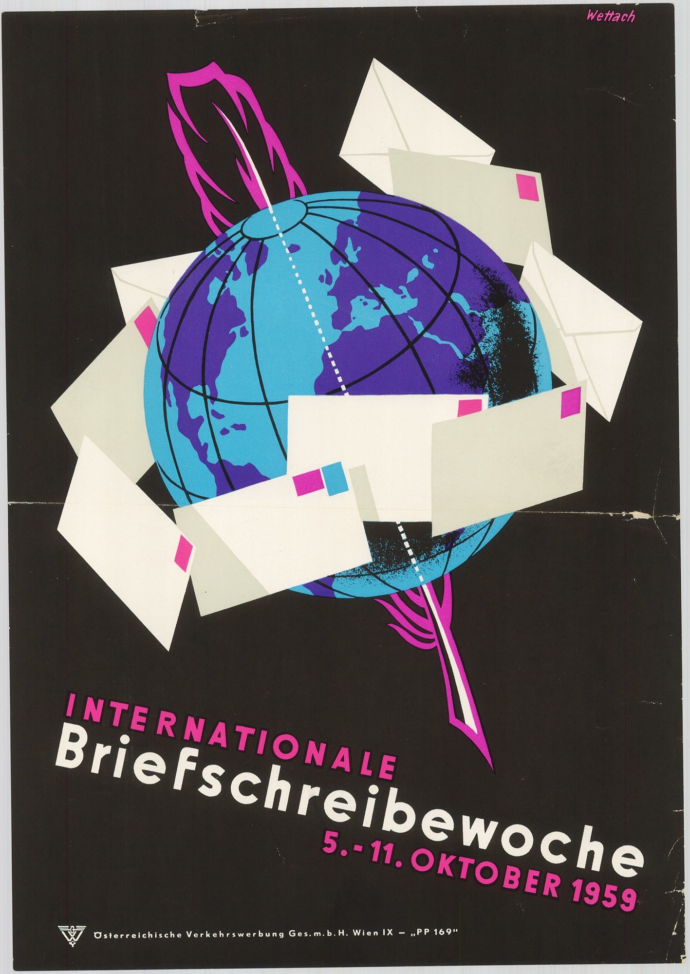 Osztrák posta plakátja - Nemzetközi Levelező Hét, 1959 (Postamúzeum CC BY-NC-SA)