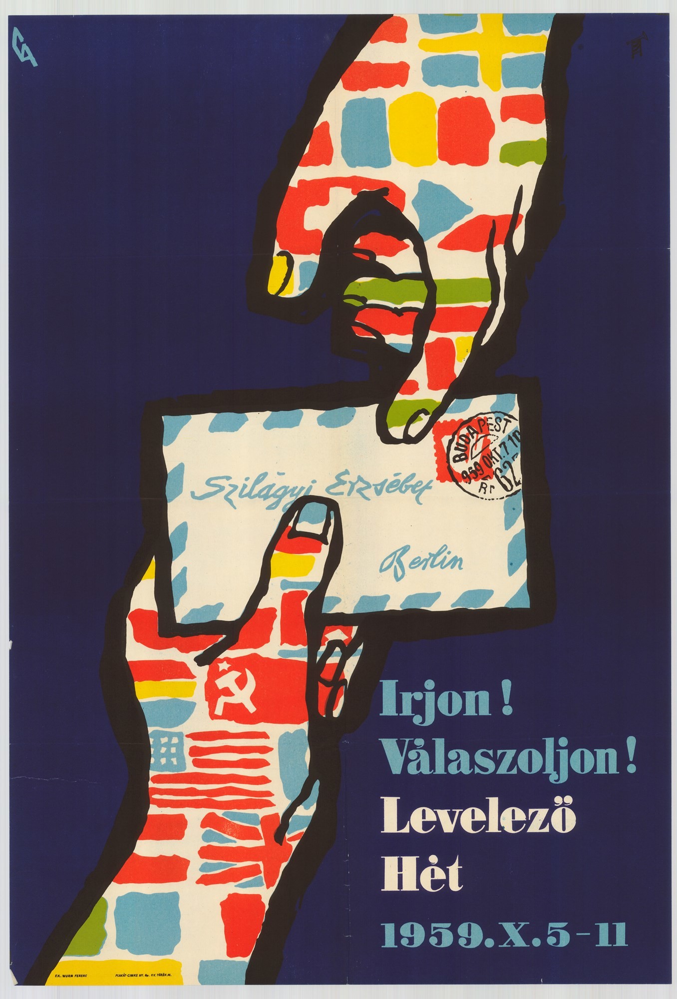 Plakát - Levelező hét, 1959 (Postamúzeum CC BY-NC-SA)