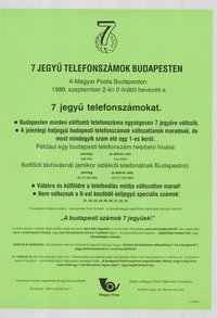 Plakát - Hétjegyű telefonszámokról, 1989