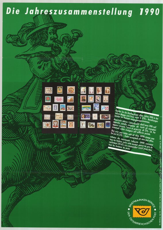Plakát - Osztrák posta bélyegkiadása, 1990 (Postamúzeum CC BY-NC-SA)