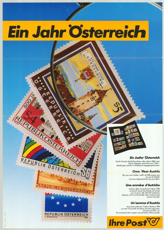 Plakát - Osztrák posta bélyegkiadása, 1986 (Postamúzeum CC BY-NC-SA)