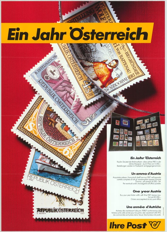 Plakát - Osztrák posta bélyegkiadása, 1987 (Postamúzeum CC BY-NC-SA)