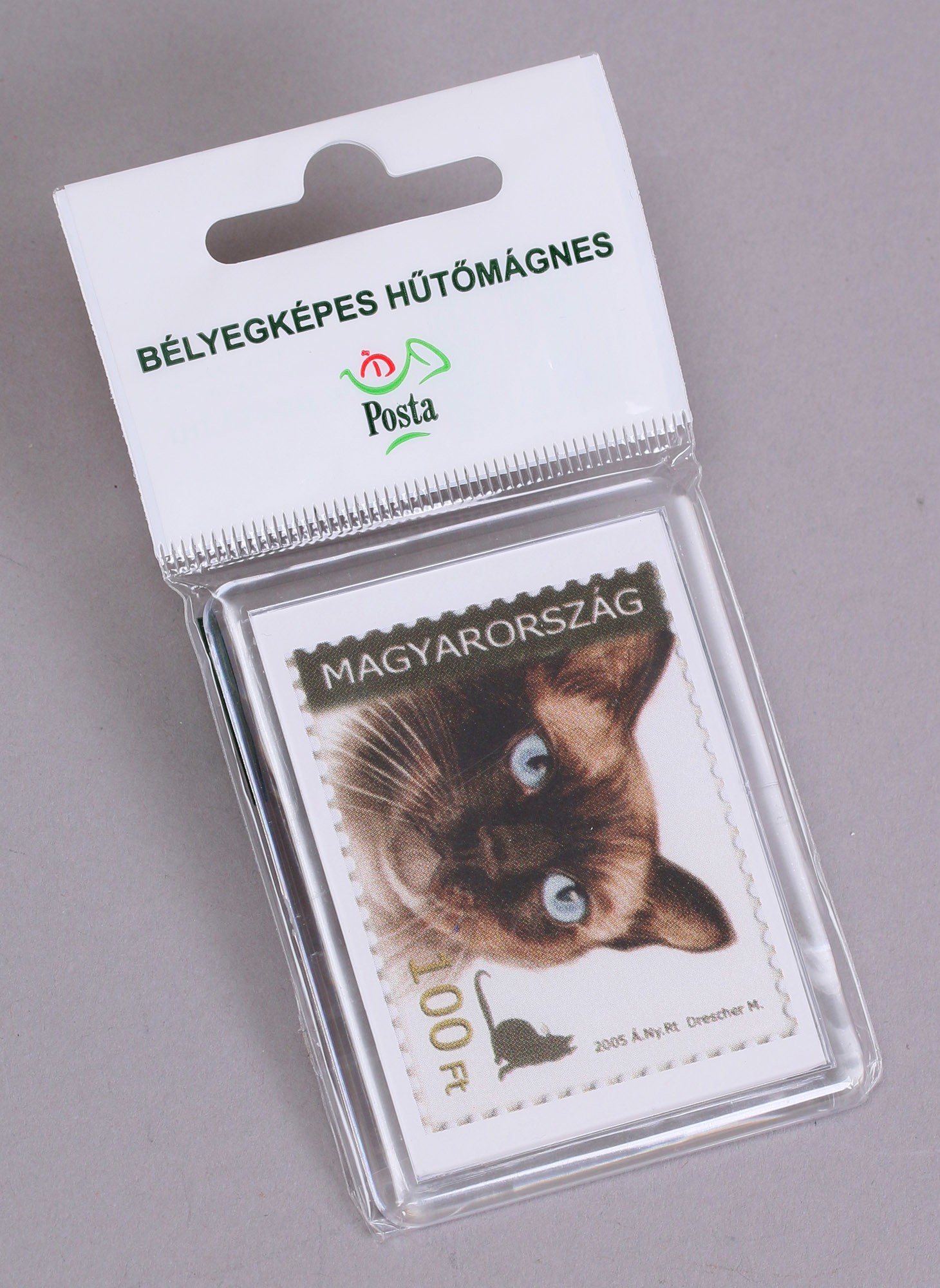 Bélyegképes hűtőmágnes - Sziámi macska (Postamúzeum CC BY-NC-SA)