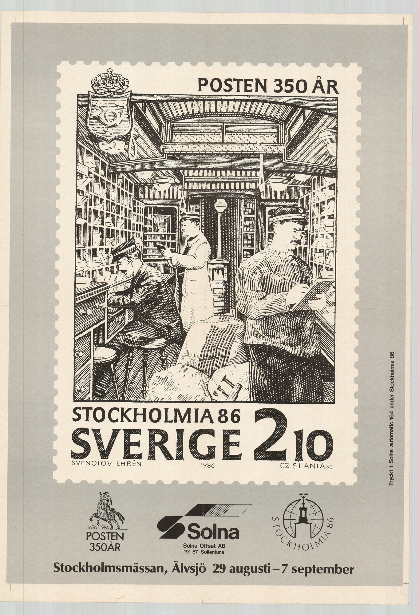 Kiállítási plakát - Svéd postamúzeum, 1986 (Postamúzeum CC BY-NC-SA)