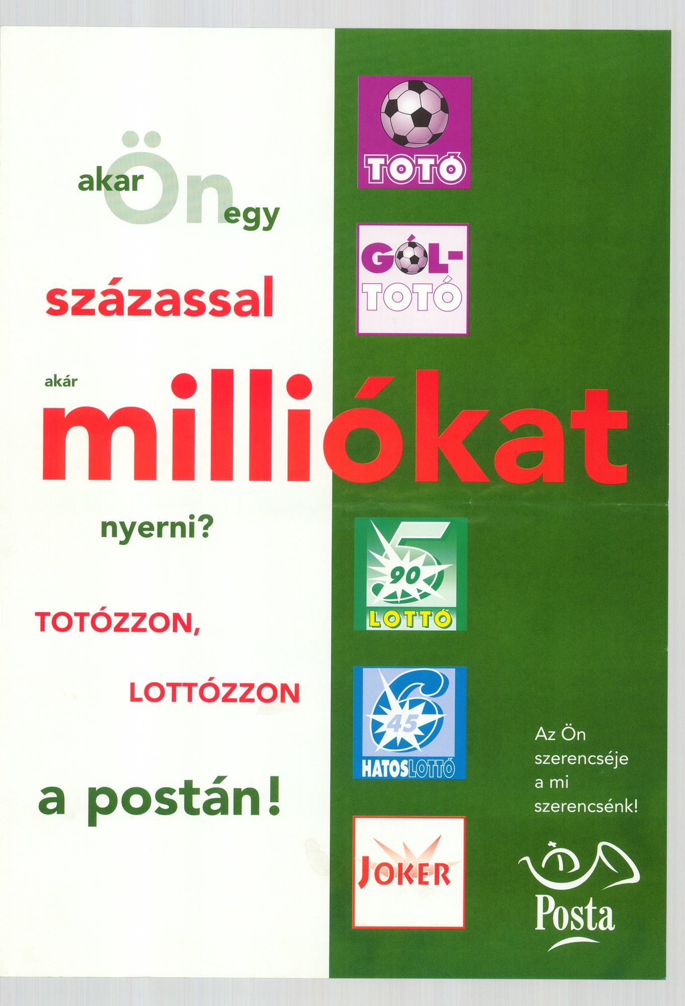 Plakát - Szerencsejáték a postán (Postamúzeum CC BY-NC-SA)