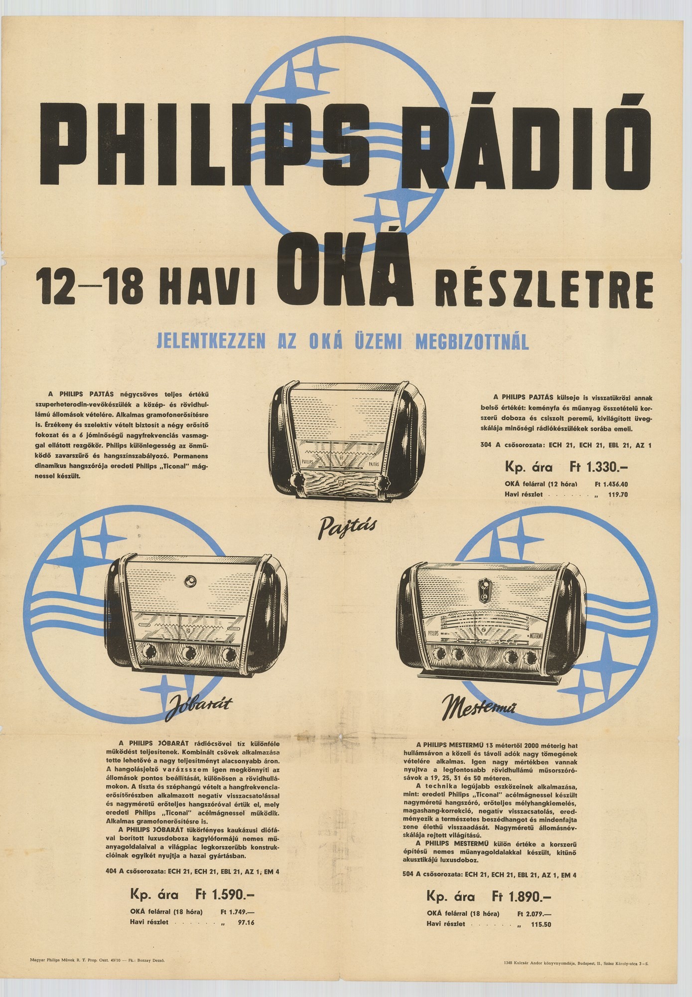 Plakát - Philips rádió, 1949 (Postamúzeum CC BY-NC-SA)