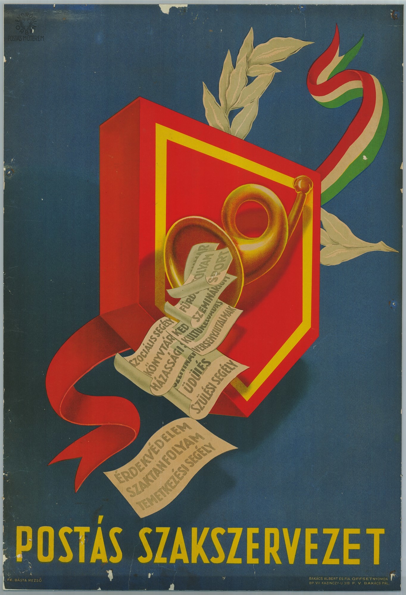 Plakát - Postás Szakszervezet (Postamúzeum CC BY-NC-SA)