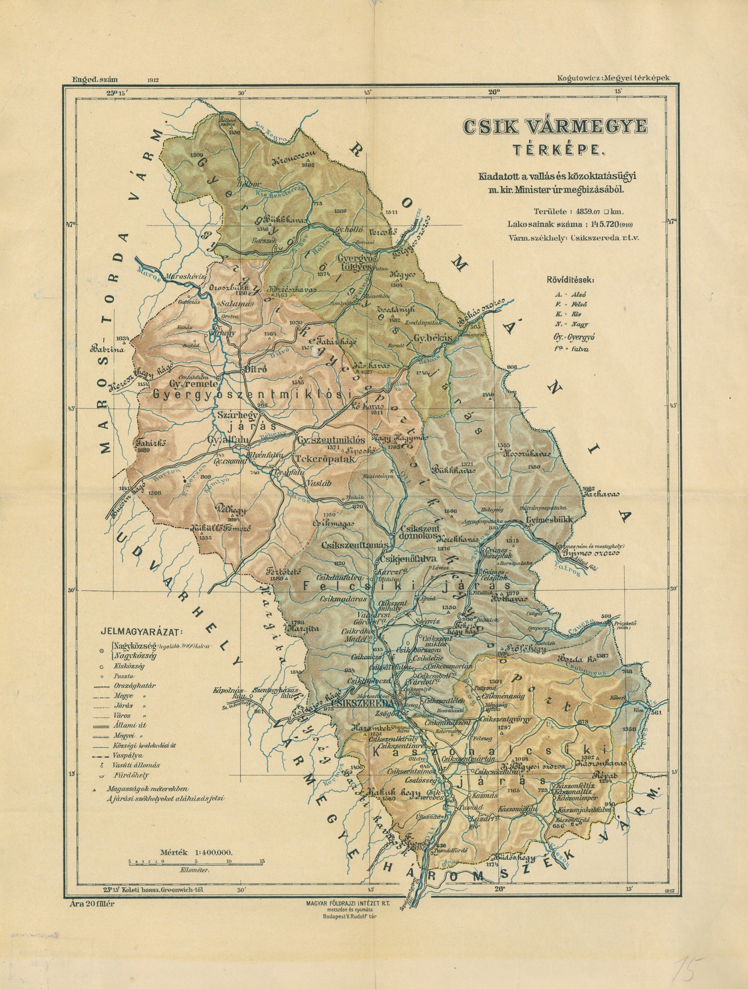 Csík vármegye térképe (Postamúzeum CC BY-NC-SA)
