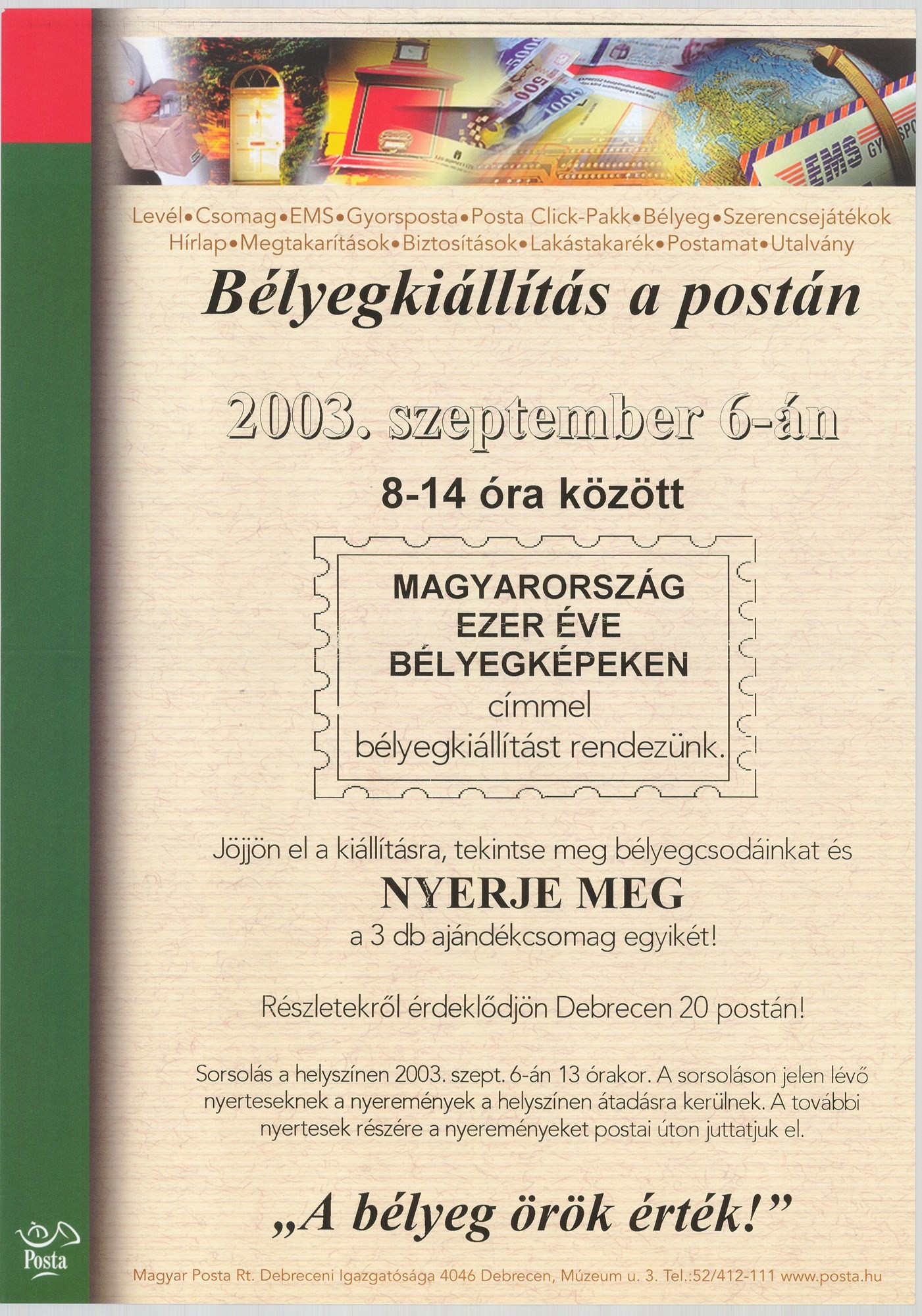 Plakát - Magyar Posta, bélyegkiállítás, 2003 (Postamúzeum CC BY-NC-SA)