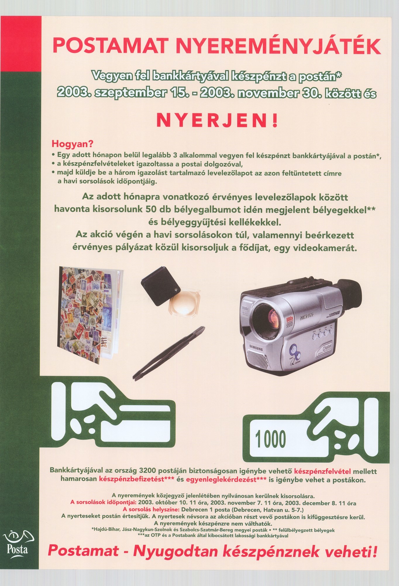 Plakát - Postamat nyereményjáték, 2003 (Postamúzeum CC BY-NC-SA)