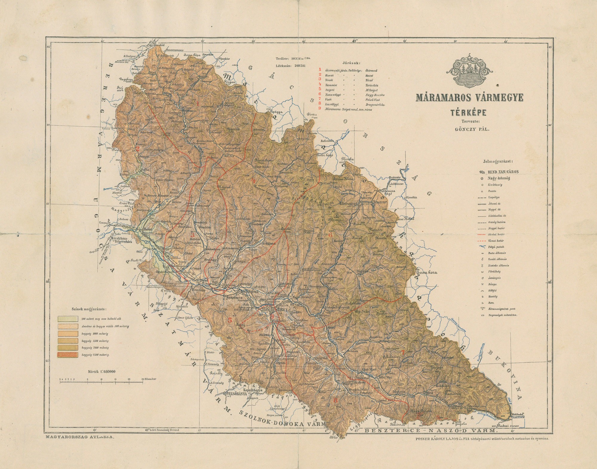Máramaros vármegye térképe (Postamúzeum CC BY-NC-SA)