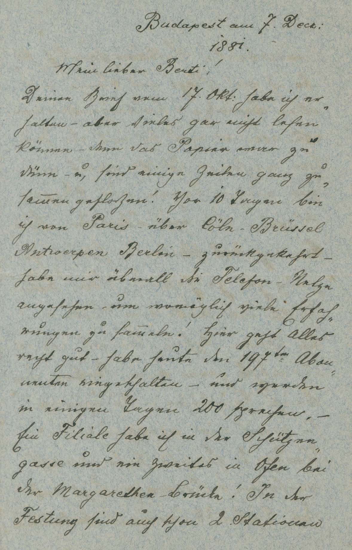 Puskás Ferenc levele P. Albertnek (Postamúzeum CC BY-NC-SA)