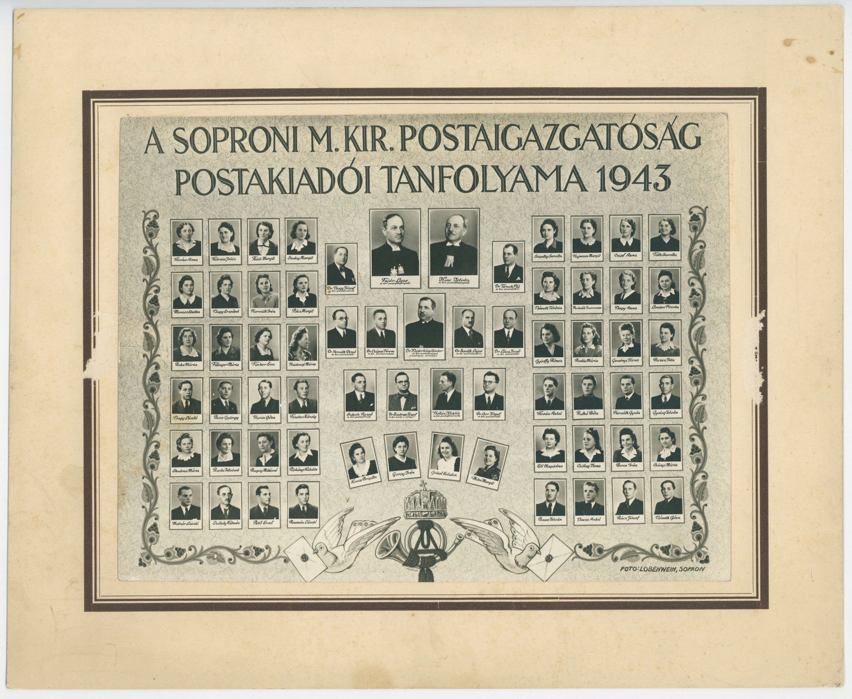 Soproni postakiadói tanfolyam tablóképe 1943-ben (Postamúzeum CC BY-NC-SA)