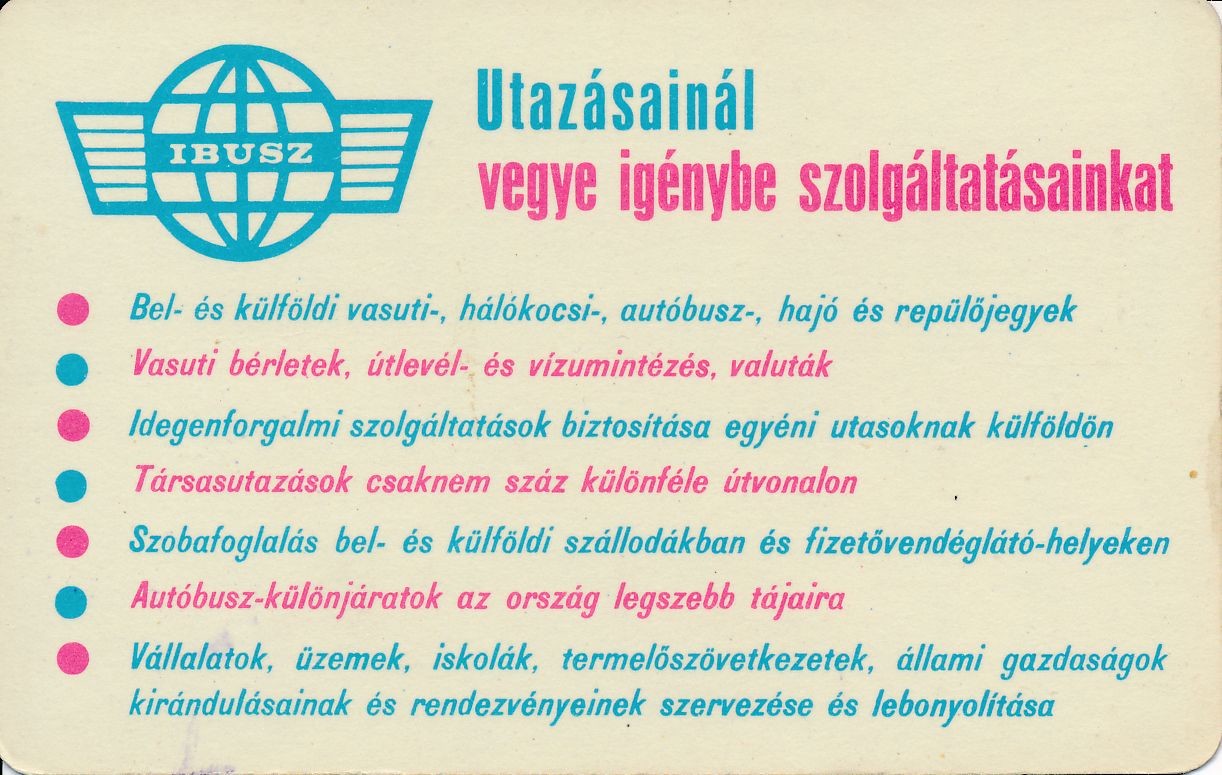 IBUSZ kártyanaptár 1968 (Magyar Kereskedelmi és Vendéglátóipari Múzeum CC BY-NC-SA)