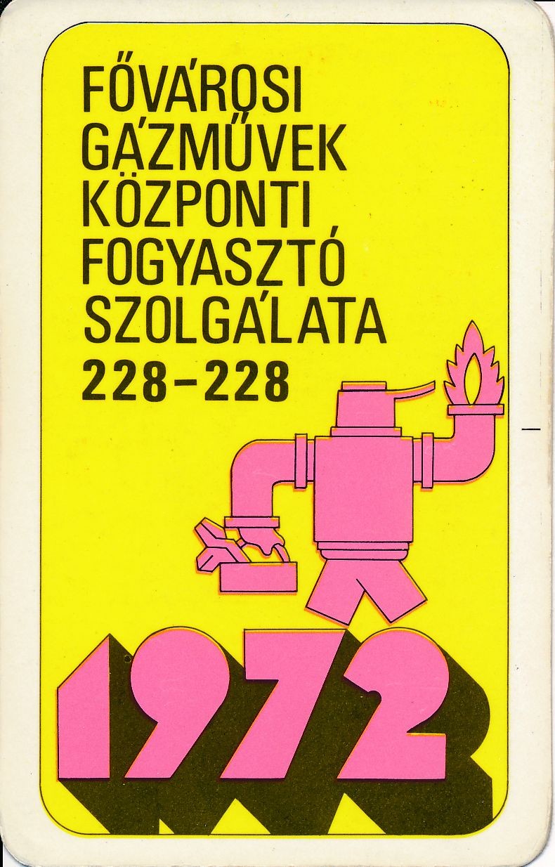 Fővárosi Gázművek Központi Fogyasztó Szolgálata kártyanaptár 1972 (Magyar Kereskedelmi és Vendéglátóipari Múzeum CC BY-NC-SA)