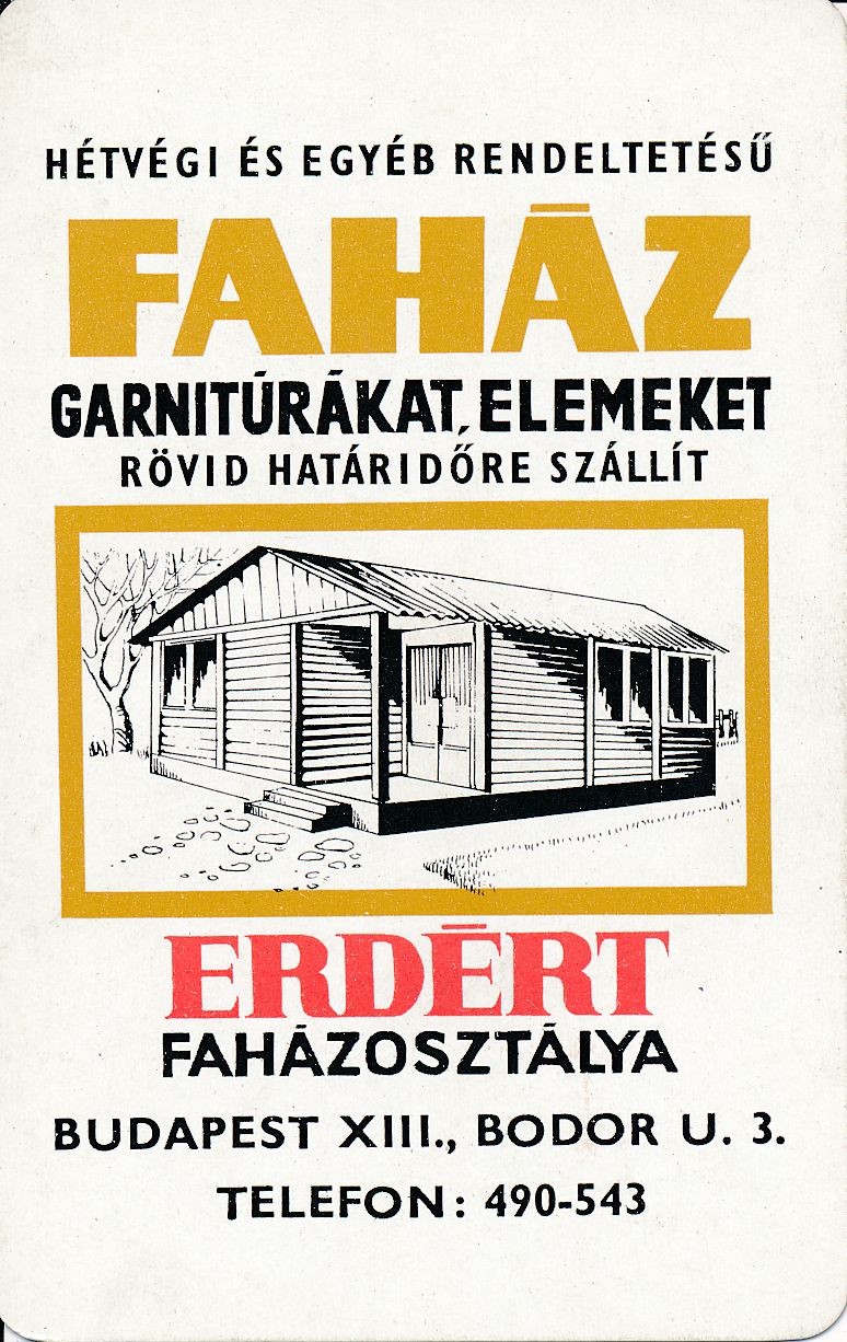 Erdért faház kártyanaptár 1973 (Magyar Kereskedelmi és Vendéglátóipari Múzeum CC BY-NC-SA)
