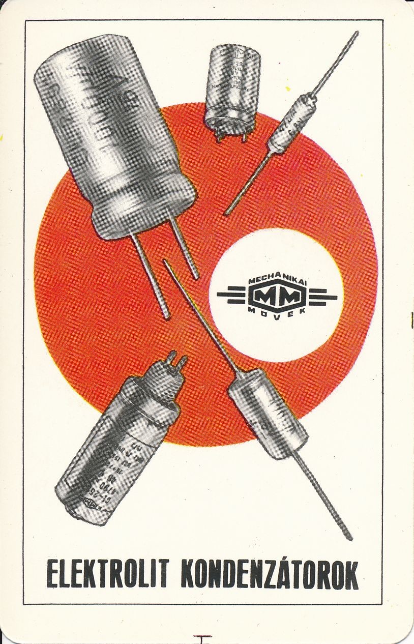 Mechanikai Művek Elektrolit kondenzátorok kártyanaptár 1973 (Magyar Kereskedelmi és Vendéglátóipari Múzeum CC BY-NC-SA)