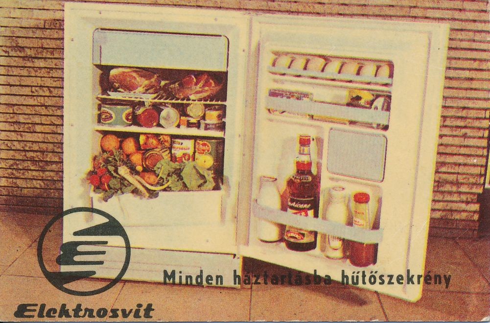 Elektrosvit Minden háztartásba hűtőszekrény kártyanaptár 1974 (Magyar Kereskedelmi és Vendéglátóipari Múzeum CC BY-NC-SA)