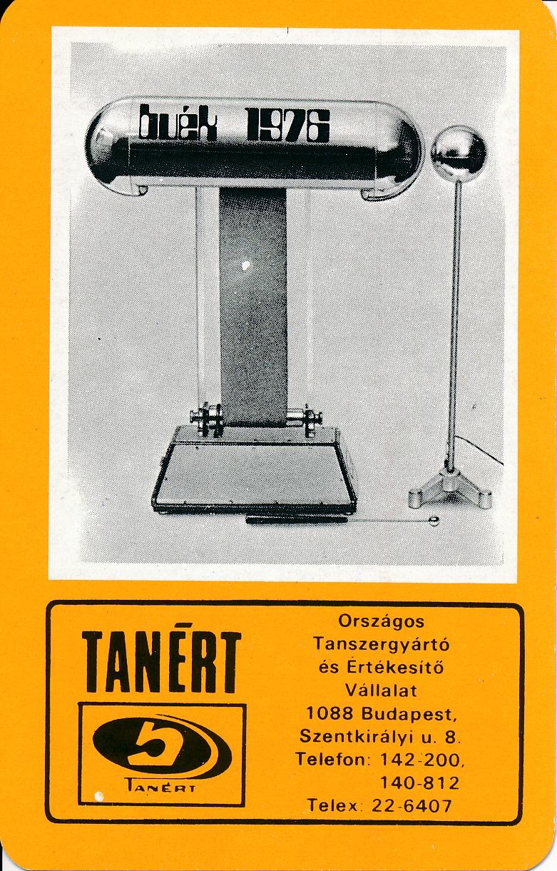 Tanért Országos Tanszergyártó és Értékesítő Vállalat kártyanaptár 1976 (Magyar Kereskedelmi és Vendéglátóipari Múzeum CC BY-NC-SA)