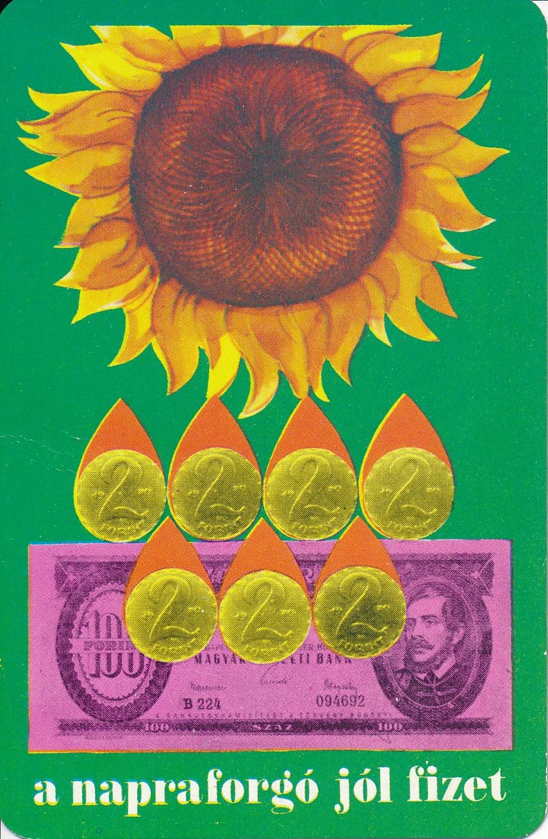 A napraforgó jól fizet kártyanaptár 1976 (Magyar Kereskedelmi és Vendéglátóipari Múzeum CC BY-NC-SA)