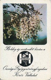 Boldog új esztendőt kíván a Herbária Országos Gyógynövényforgalmi Közös Vállalat kártyanaptár 1978