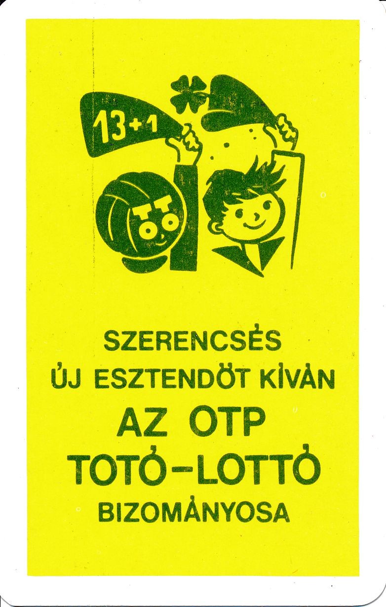 Szerencsés új esztendőt kíván az OTP Totó-Lottó Bizományosa kártyanaptár 1978 (Magyar Kereskedelmi és Vendéglátóipari Múzeum CC BY-NC-SA)