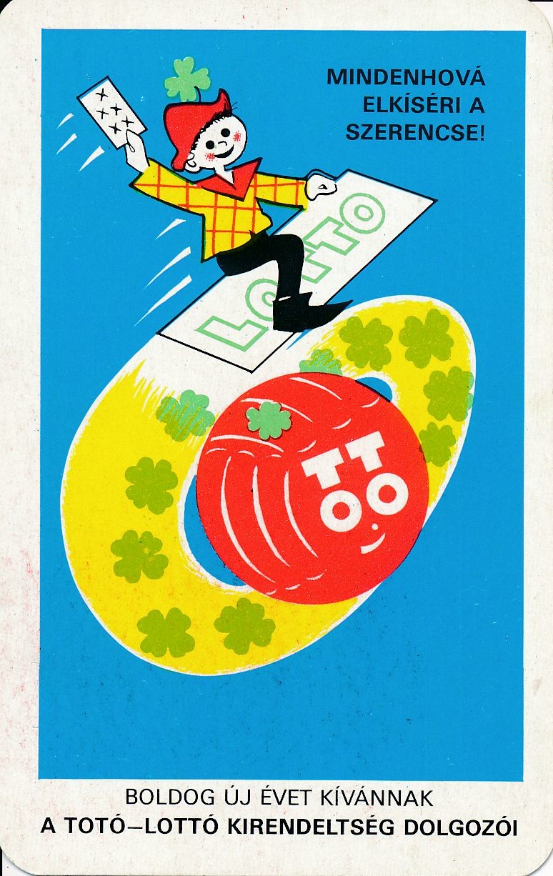 Boldog új évet kívánnak a TOTO-LOTTÓ Kirendeltség dolgozói kártyanaptár 1978 (Magyar Kereskedelmi és Vendéglátóipari Múzeum CC BY-NC-SA)