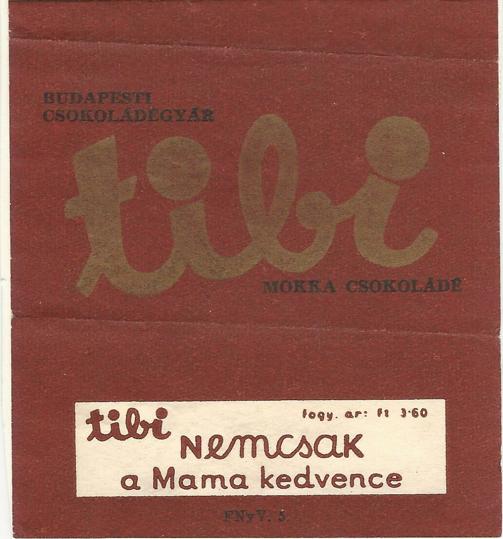 Tibi Mokka csokoládé, csomagolóanyag (Magyar Kereskedelmi és Vendéglátóipari Múzeum CC BY-NC-SA)