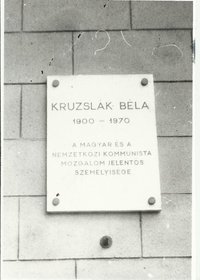 Kruzslák Béla emléktábla