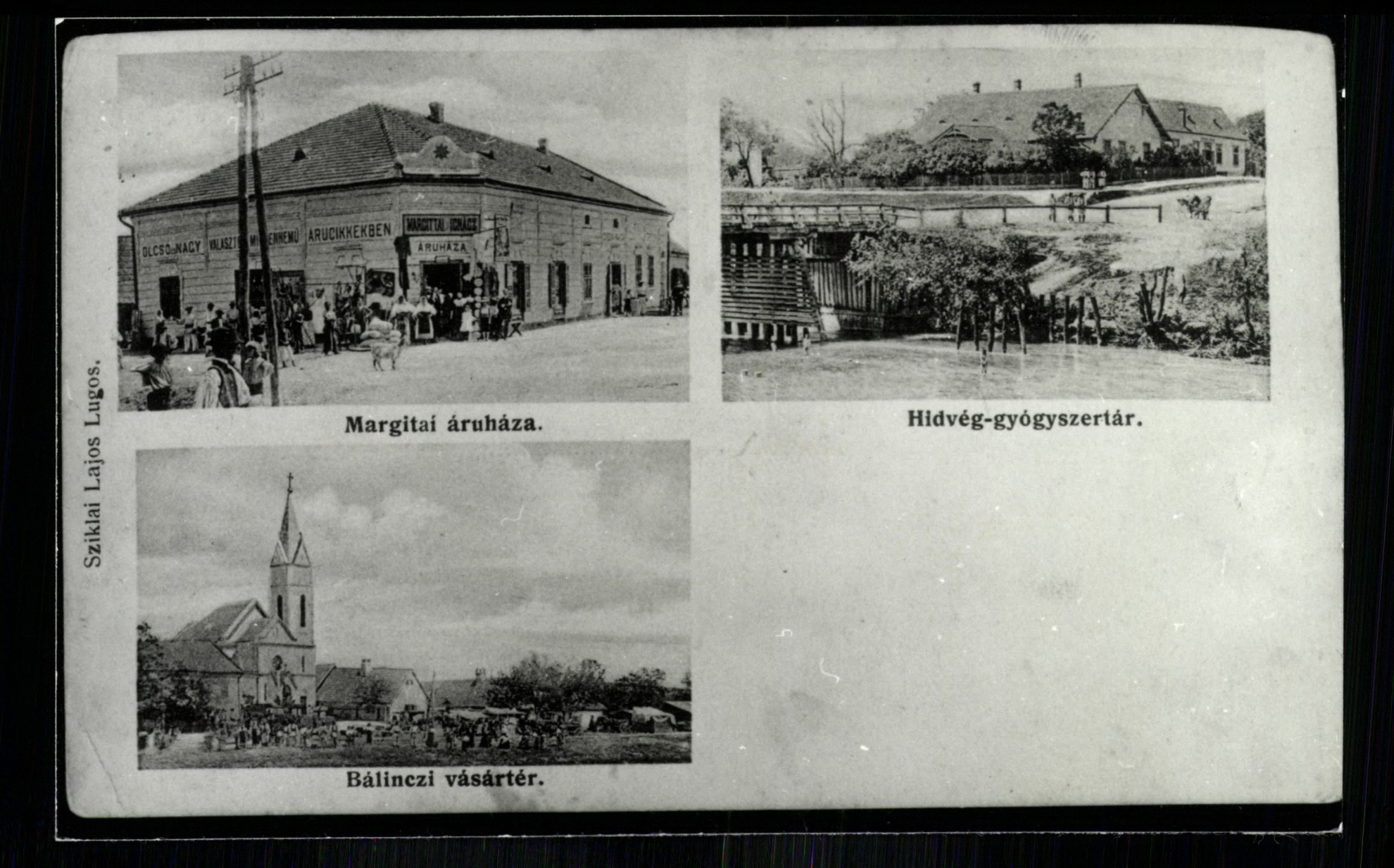 Bálinc; Margitai áruház; Hídvég gyógyszertár; Bálinci vásártér (Magyar Kereskedelmi és Vendéglátóipari Múzeum CC BY-NC-ND)