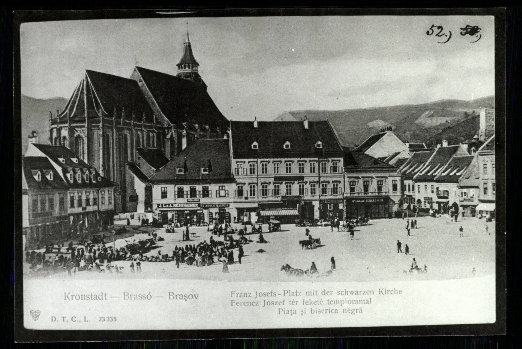 Brassó; Ferenc József tér Fekete templommal (Magyar Kereskedelmi és Vendéglátóipari Múzeum CC BY-NC-ND)