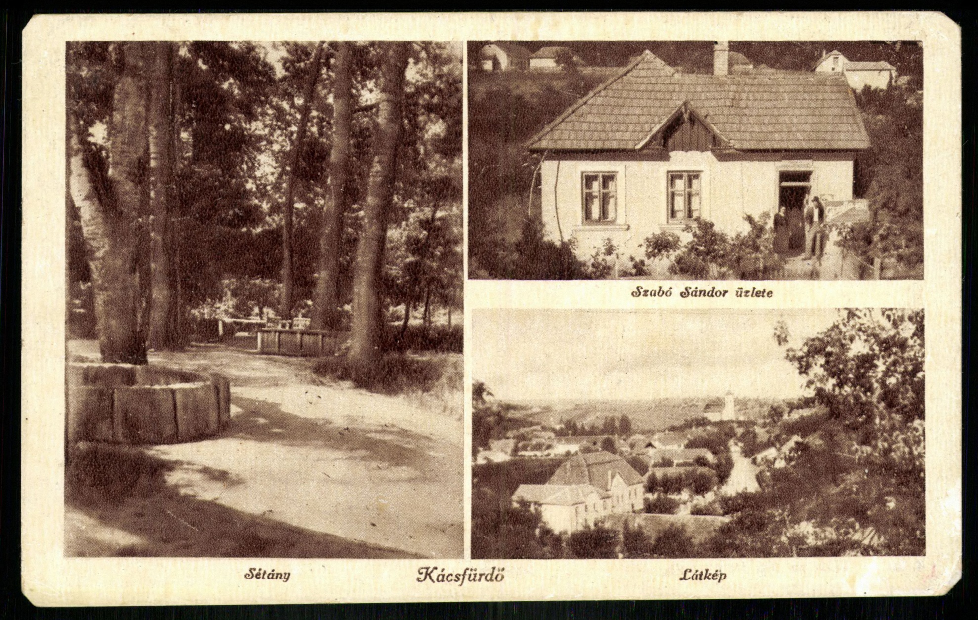 Kácsfürdő; Sétány; Szabó Sándor üzlete; Látkép (Magyar Kereskedelmi és Vendéglátóipari Múzeum CC BY-NC-ND)