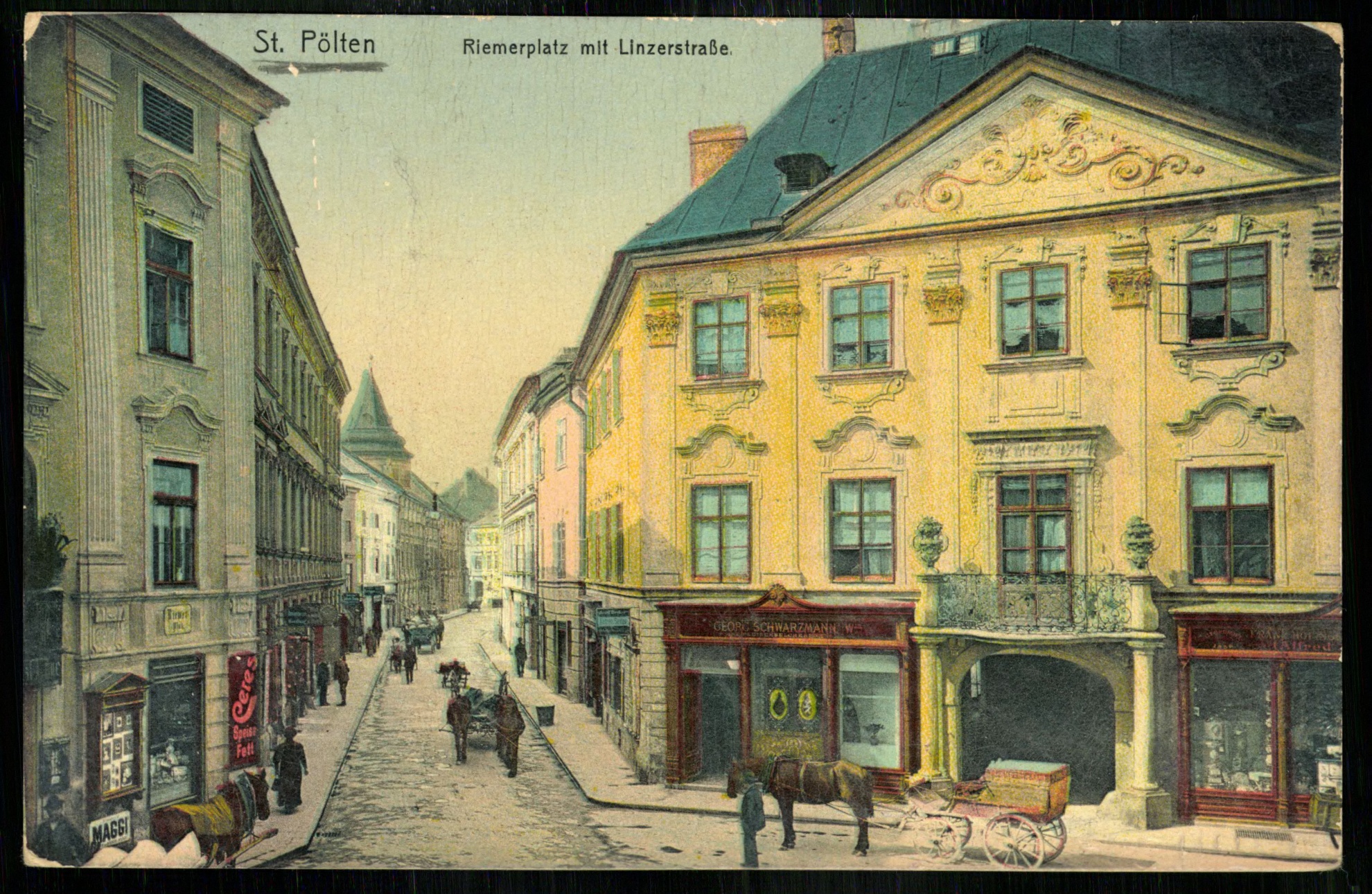 St. Pölten; Riemerplatz mit Linzerstrasse (Magyar Kereskedelmi és Vendéglátóipari Múzeum CC BY-NC-ND)