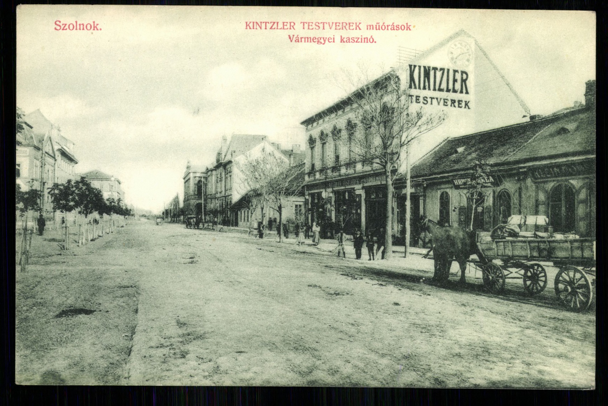 Szolnok; Kintzler testvérek műórások. Vármegyei kaszinó (Magyar Kereskedelmi és Vendéglátóipari Múzeum CC BY-NC-ND)
