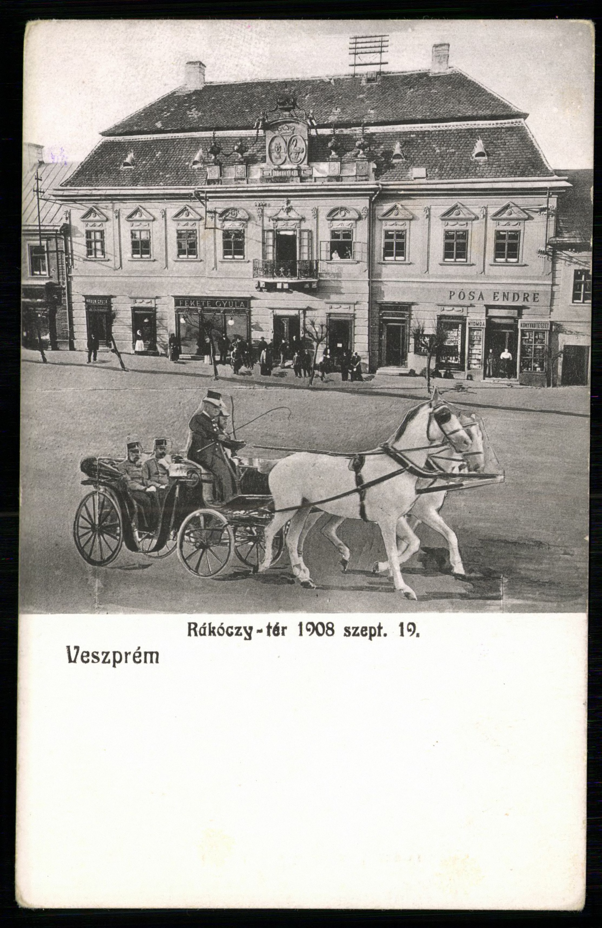 Veszprém; Rákóczi tér 1908. szept. 19. (Magyar Kereskedelmi és Vendéglátóipari Múzeum CC BY-NC-ND)