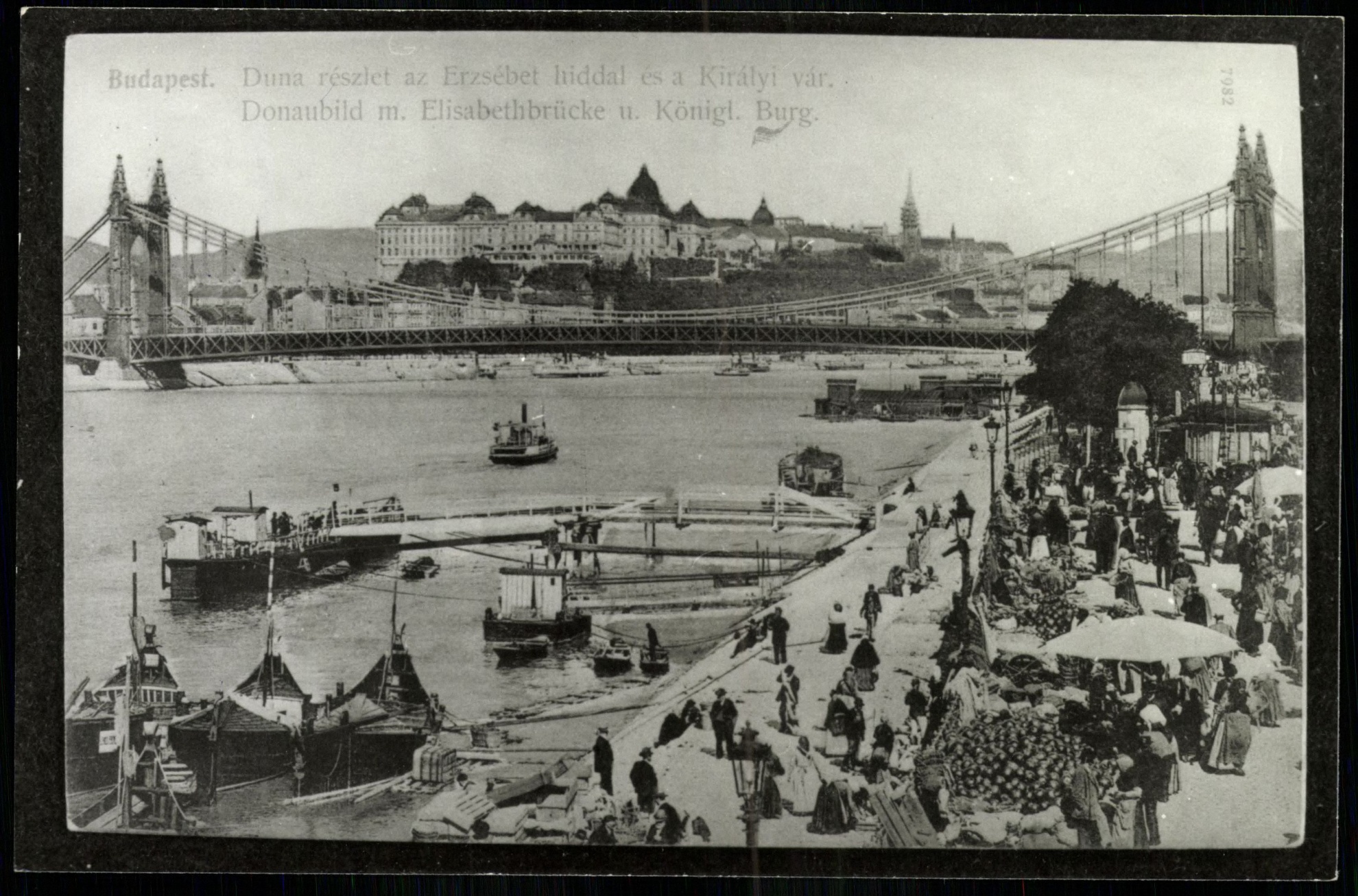 Budapest; Duna részlet az Erzsébet híddal és a Királyi Vár (Magyar Kereskedelmi és Vendéglátóipari Múzeum CC BY-NC-ND)