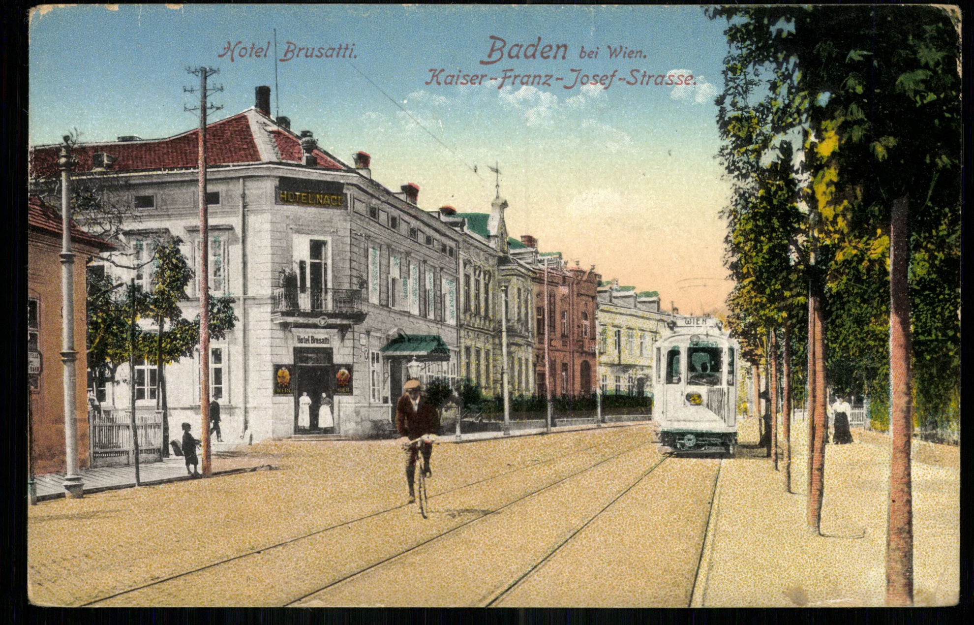 Baden bei Wien; Kaiser Franz-Josef-Strasse. Hotel Brusatti (Magyar Kereskedelmi és Vendéglátóipari Múzeum CC BY-NC-ND)