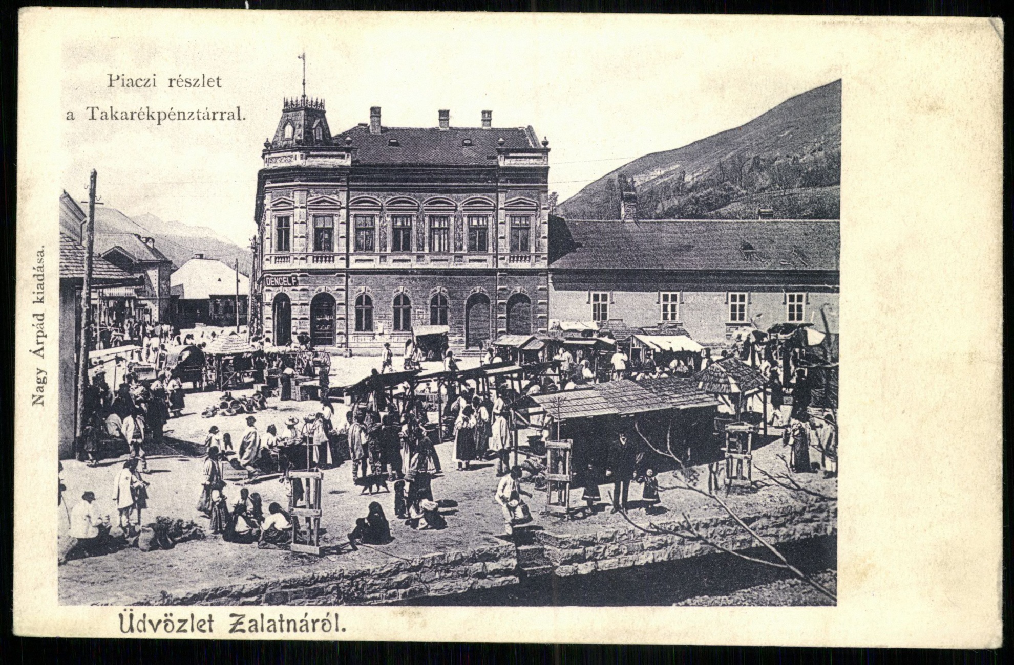 Zalatna; Piaci részlet a Takarékpénztárral (Magyar Kereskedelmi és Vendéglátóipari Múzeum CC BY-NC-ND)