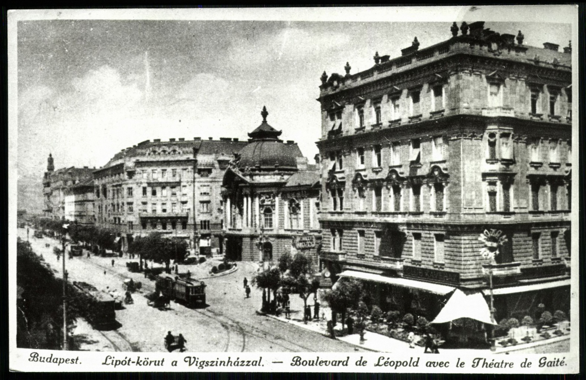 Budapest Lipót körút a Vígszínházzal. Club Kávéház (Magyar Kereskedelmi és Vendéglátóipari Múzeum CC BY-NC-ND)