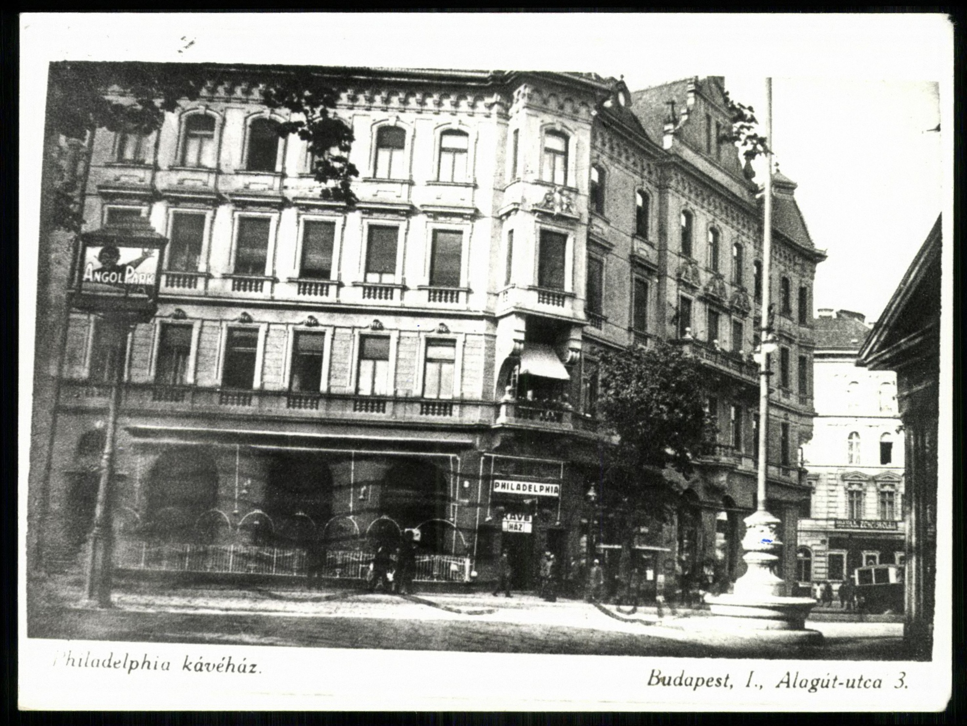 Philadelphia kávéház. Budapest, I., Alagút utca 3. Tulajdonos: Szabó Sámuel. (Magyar Kereskedelmi és Vendéglátóipari Múzeum CC BY-NC-ND)