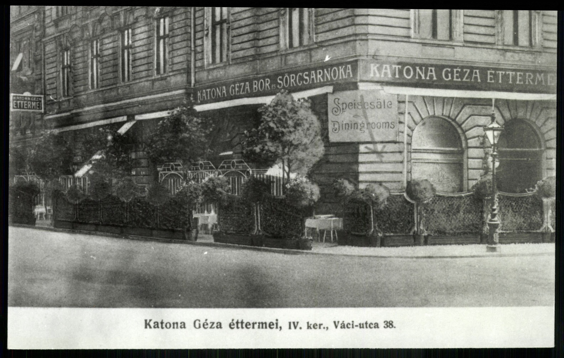 Katona Géza éttermei, IV., Váci utca 38. (Magyar Kereskedelmi és Vendéglátóipari Múzeum CC BY-NC-ND)